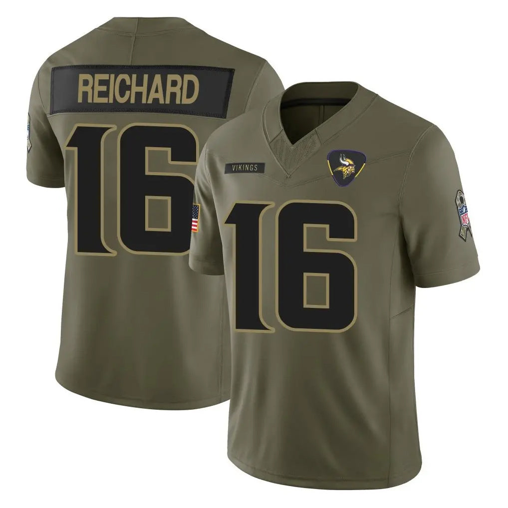 Davalo MN.Vikings #16 Will Reichard Player Olive 2025 Salute To Service Limited Game Stitched Jerseys