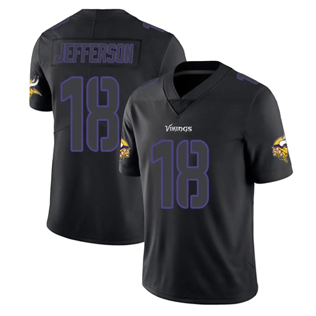 Davalo MN.Vikings #18 Justin Jefferson Player Black Impact LImited Home Game Stitched Jerseys