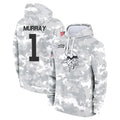 Davalo MN.Vikings #1 Kyler Murray Player Arctic Camo Salute to Service Pullover Hoodies Limited Game Stitched Jerseys