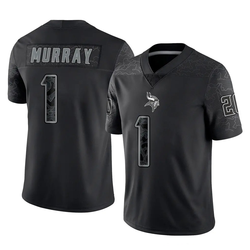 Davalo MN.Vikings #1 Kyler Murray Player Black Reflective LImited Home Game Stitched Jerseys