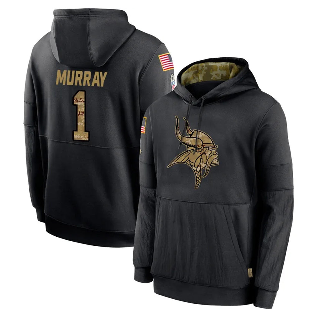 Davalo MN.Vikings #1 Kyler Murray Player Black Salute to Service Hoodies Limited Game Stitched Jerseys