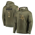 Davalo MN.Vikings #1 Kyler Murray Player Olive Salute to Service Pullover Hoodies Home Game Stitched Jerseys