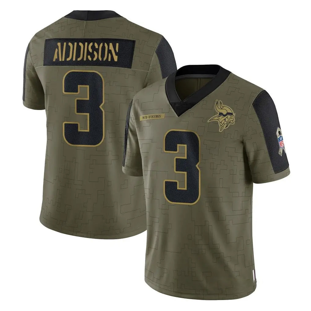 Davalo MN.Vikings #3 Jordan Addison Player Olive Salute To Service Limited Game Stitched Jerseys