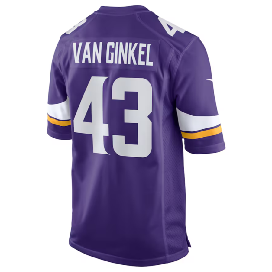 Davalo MN.Vikings #43 Andrew Van Ginkel Purple Team Game Jersey Stitched American Stitched Jerseys