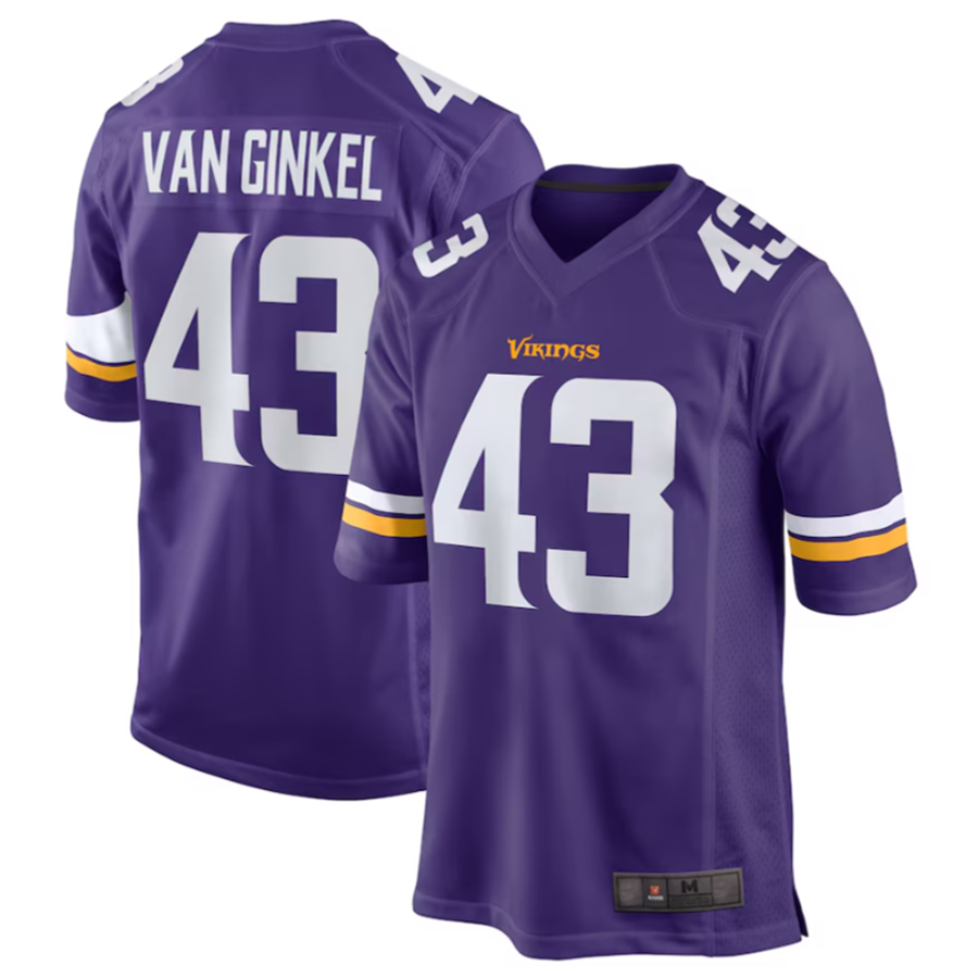 Davalo MN.Vikings #43 Andrew Van Ginkel Purple Team Game Jersey Stitched American Stitched Jersey