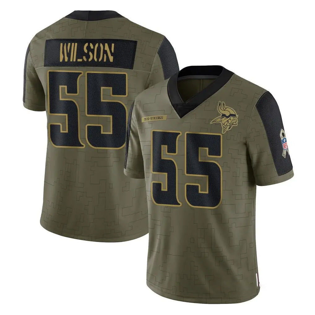 Davalo MN.Vikings #55 Eric Wilson Player Olive Salute To Service Limited Game Stitched Jerseys