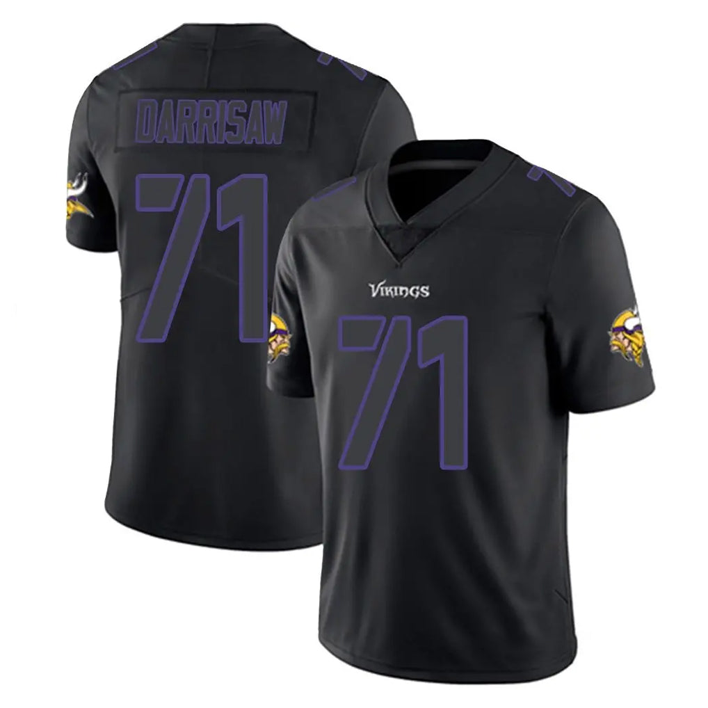 Davalo MN.Vikings #71 Christian Darrisaw Player Black Impact LImited Home Game Stitched Jerseys