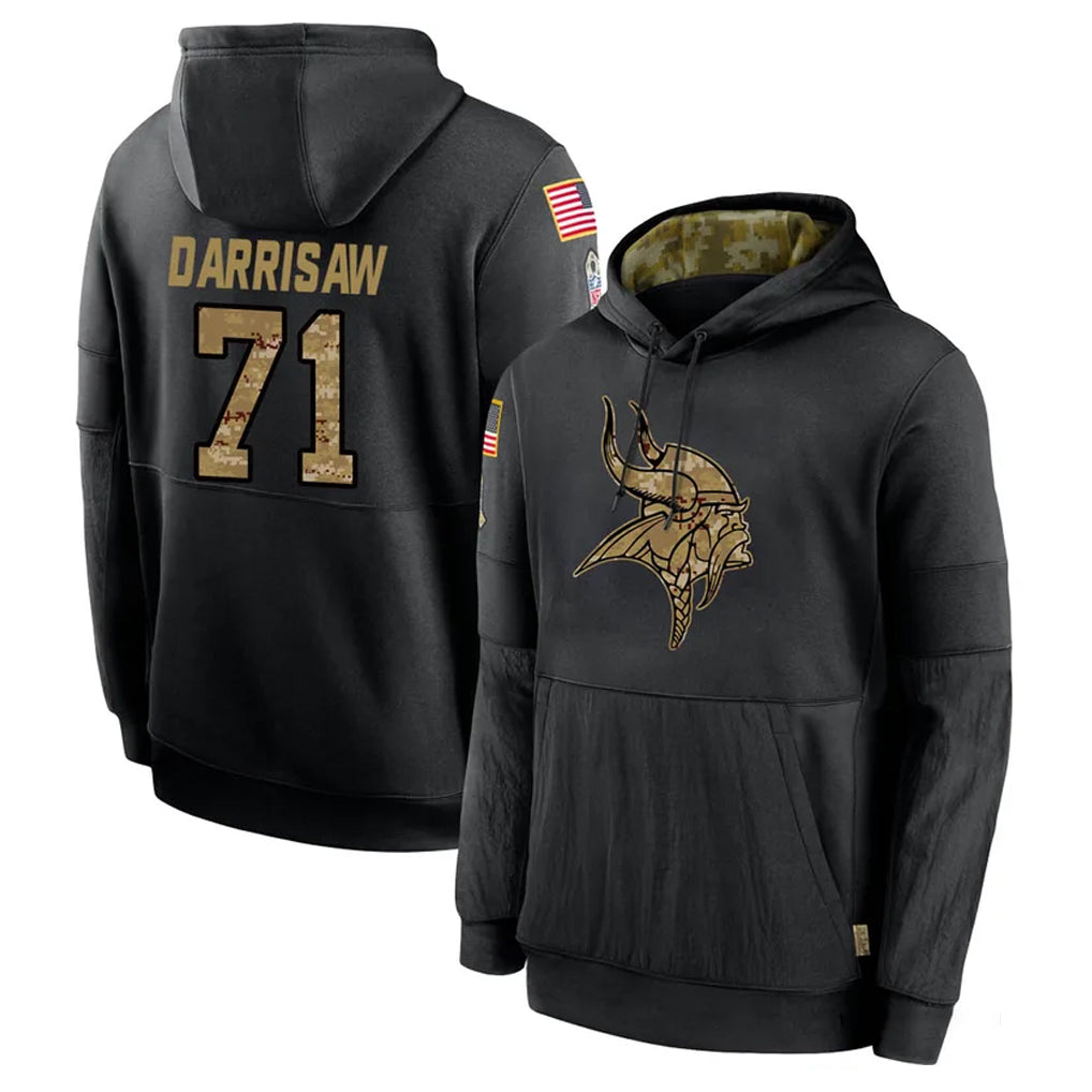 Davalo MN.Vikings #71 Christian Darrisaw Player Black Salute to Service Hoodies Limited Game Stitched Jerseys