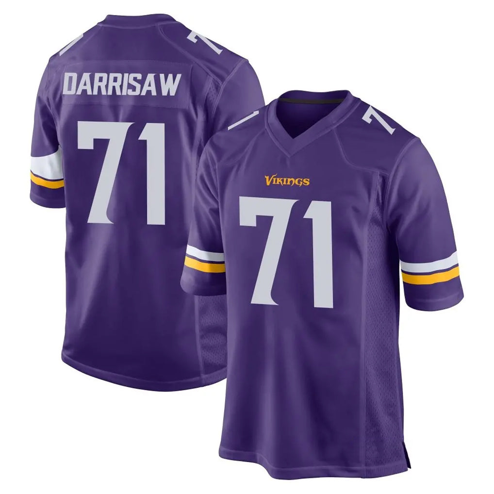 Davalo MN.Vikings #71 Christian Darrisaw Player Purple Home Game Stitched Jerseys