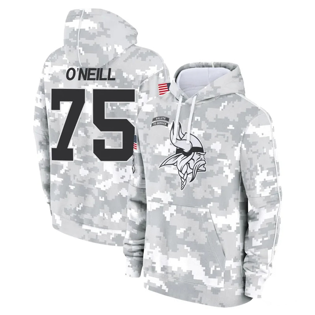 Davalo MN.Vikings #75 Brian O'Neill Player Arctic Camo Salute to Service Pullover Hoodies Limited Game Stitched Jerseys