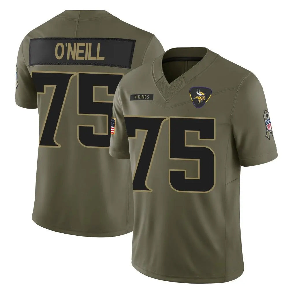 Davalo MN.Vikings #75 Brian O'Neill Player Olive 2025 Salute To Service Limited Game Stitched Jerseys