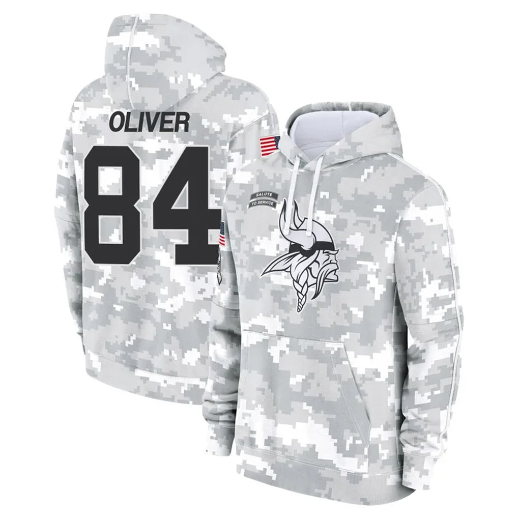 Davalo MN.Vikings #84 Josh Oliver Player Arctic Camo Salute to Service Pullover Hoodies Limited Game Stitched Jerseys