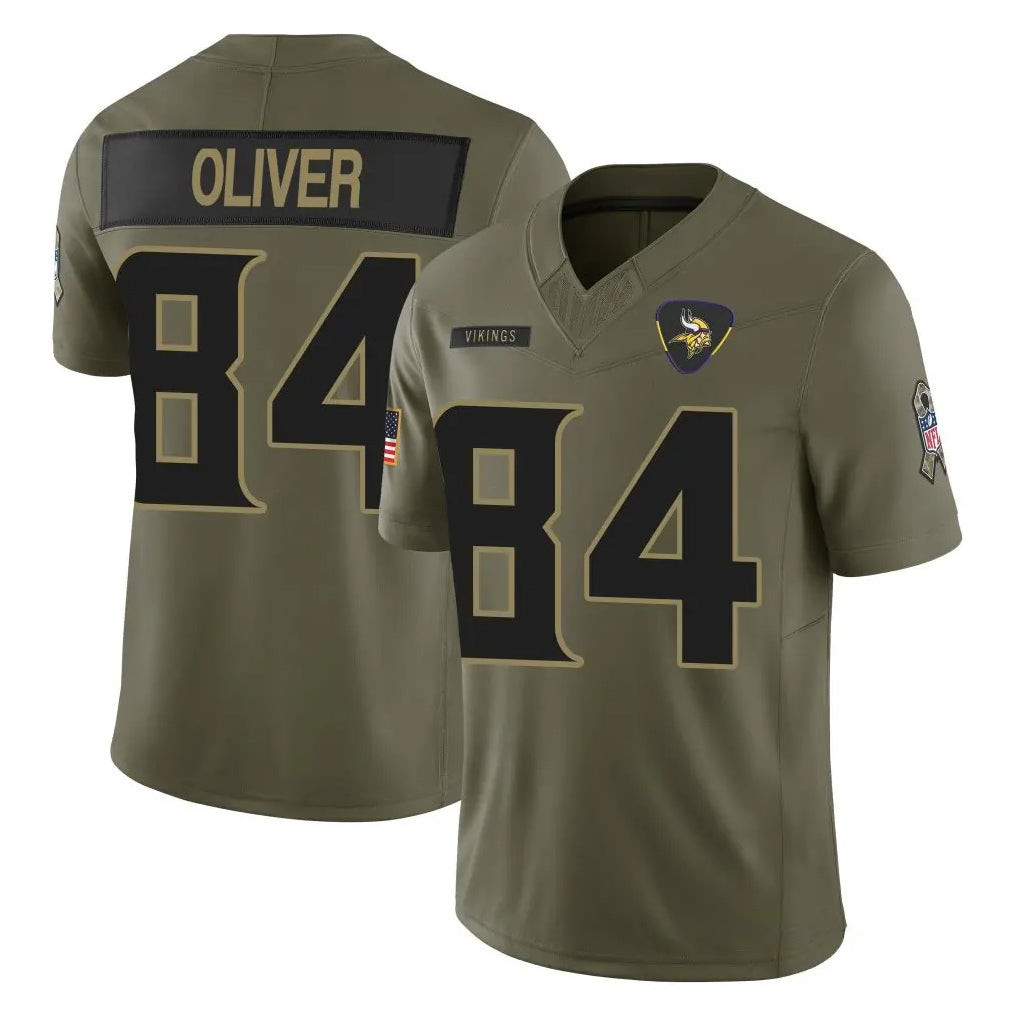 Davalo MN.Vikings #84 Josh Oliver Player Olive 2025 Salute To Service Limited Game Stitched Jerseys