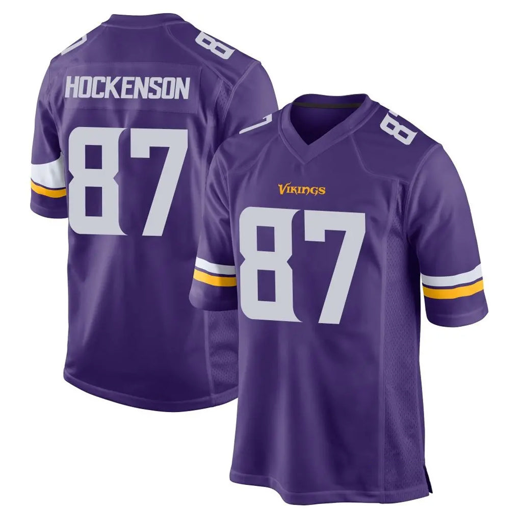 Davalo MN.Vikings #87 T.J. Hockenson Player Purple Home Game Stitched Jerseys