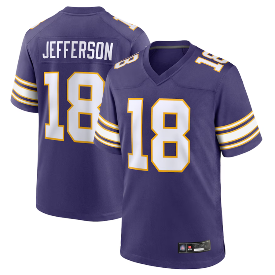 Davalo MN.Vikings #18 Justin Jefferson Player Purple Classic Limited Game Stitched Jerseys