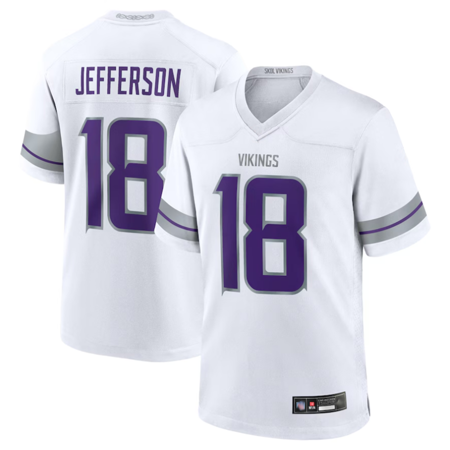 Davalo MN.Vikings #18 Justin Jefferson Player White Replica Game Stitched Jerseys
