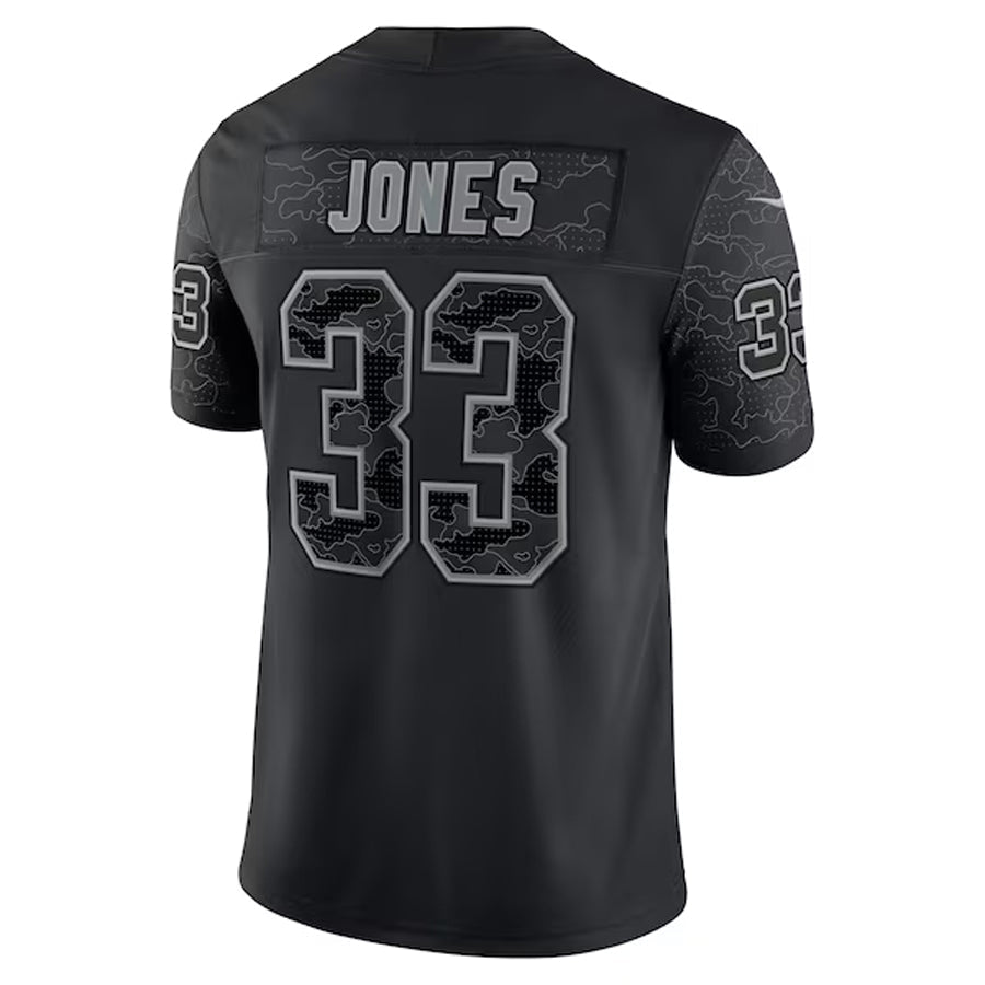 Davalo MN.Vikings #33 Aaron Jones Player Black REFLECTIVE Limited Stitched Jerseys