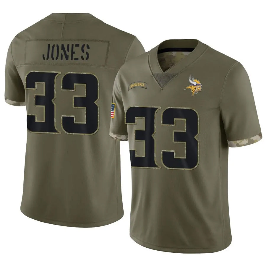 Davalo MN.Vikings #33 Aaron Jones Player Salute To Service Limited Olive Stitched Jerseys