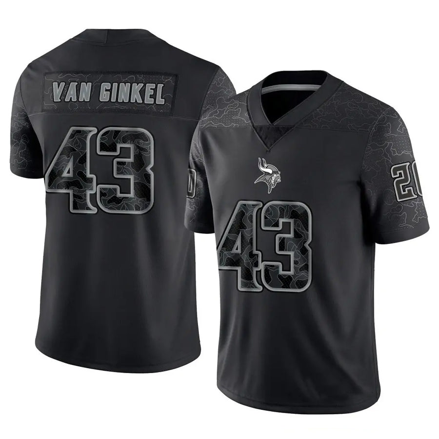 Davalo MN.Vikings #43 Andrew Van Ginkel Player Black REFLECTIVE Limited Stitched Jerseys