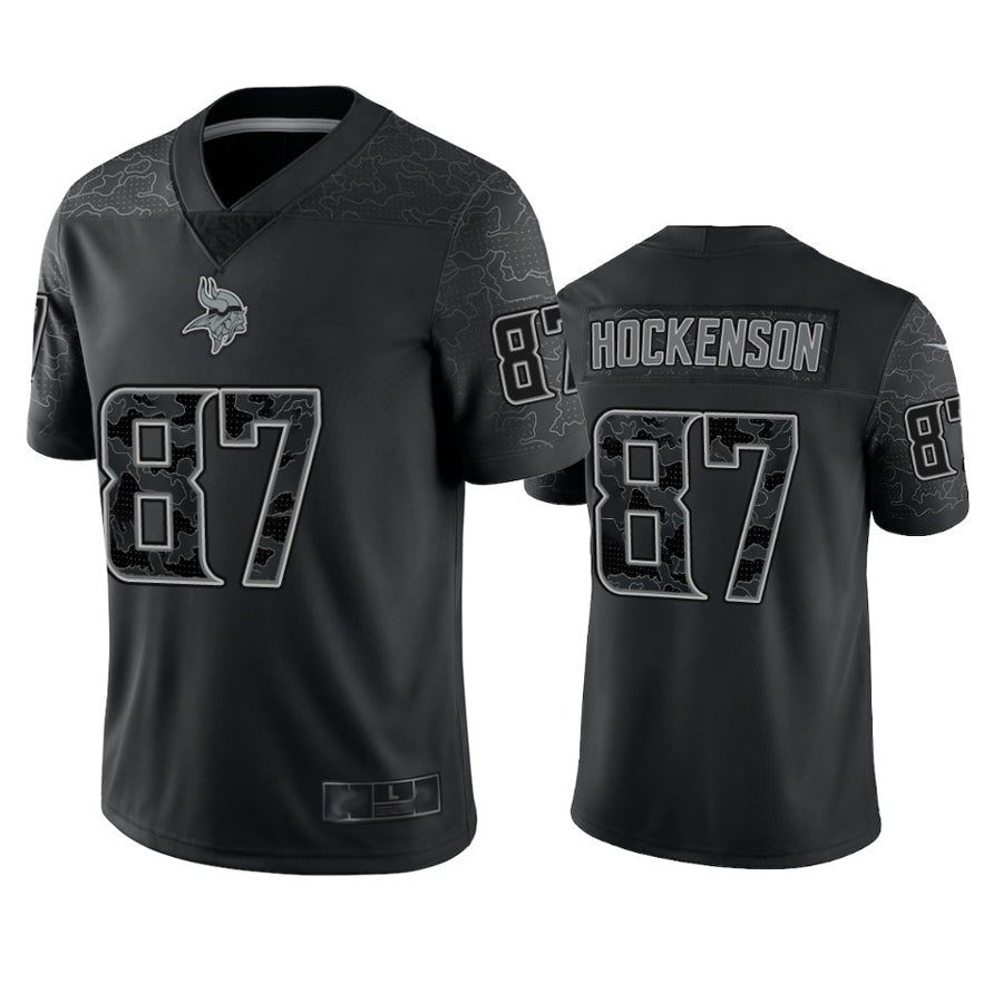 Davalo MN.Vikings #87 T.J. Hockenson Player Black REFLECTIVE Limited Stitched Jerseys