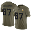 Davalo MN.Vikings #87 T.J. Hockenson Player Salute To Service Limited Olive Stitched Jerseys