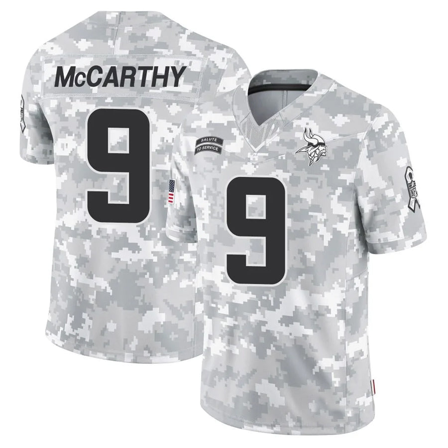 Davalo MN.Vikings #9 J.J. McCarthy Player Arctic Camo Salute to Service Limited Stitched Jerseys