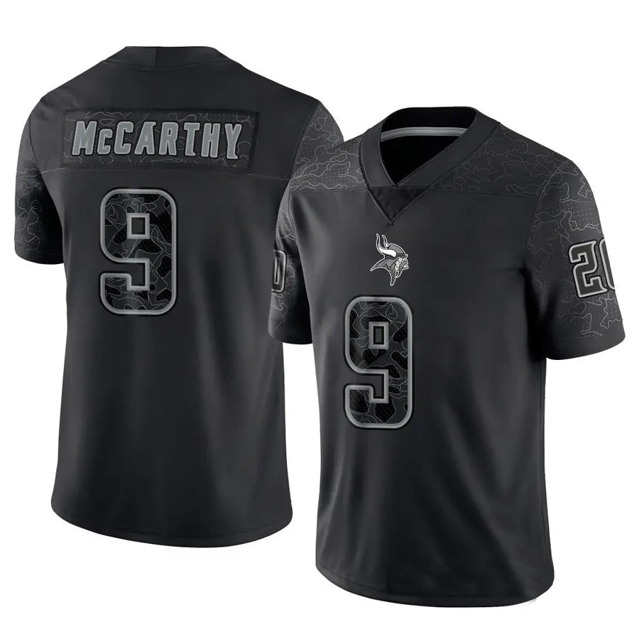 Davalo MN.Vikings #9 J.J. McCarthy Player Black REFLECTIVE Limited Stitched Jerseys