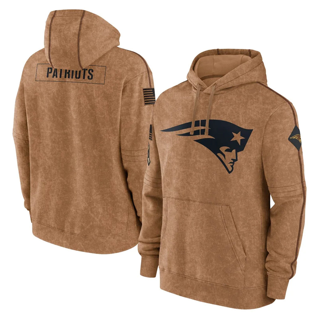 Davalo NE.Patriots Brown Salute to Service Pullover Hoodies Limited Game Blank Player Stitched Jerseys