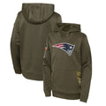 Davalo NE.Patriots Olive Salute to Service Pullover Hoodies Home Game Blank Player Stitched Jerseys