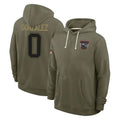 Davalo NE.Patriots #0 Christian Gonzalez Player Olive Salute to Service Pullover Hoodies Limited Stitched Jerseys