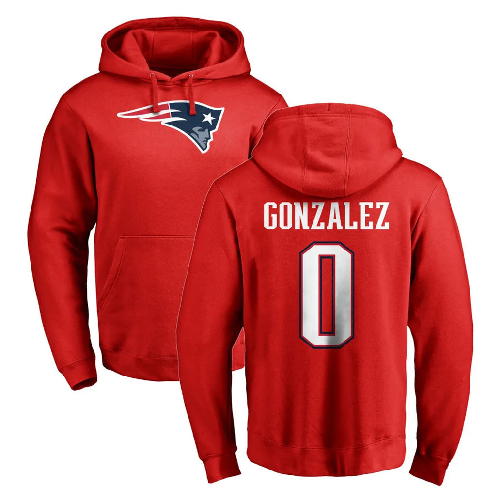 Davalo NE.Patriots #0 Christian Gonzalez Player Red LOGO Pullover Hoodies Home Game Stitched Jerseys