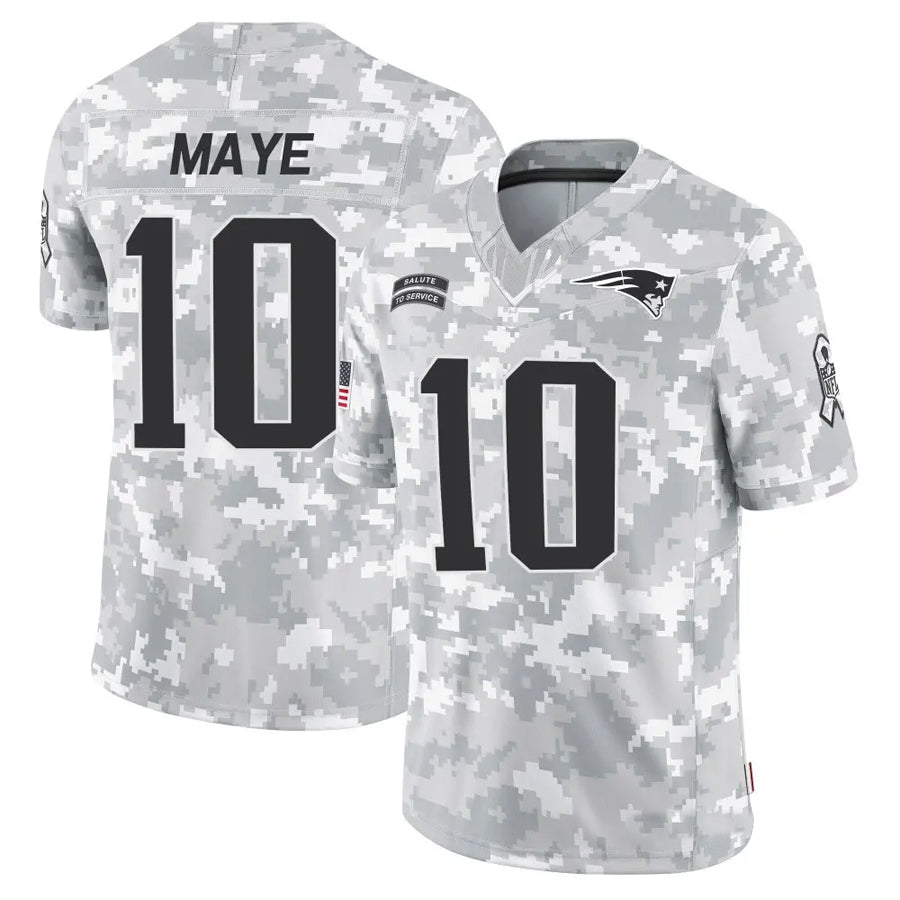Davalo NE.Patriots #10 Drake Maye Player Arctic Camo Salute to Service Limited Stitched Jerseys