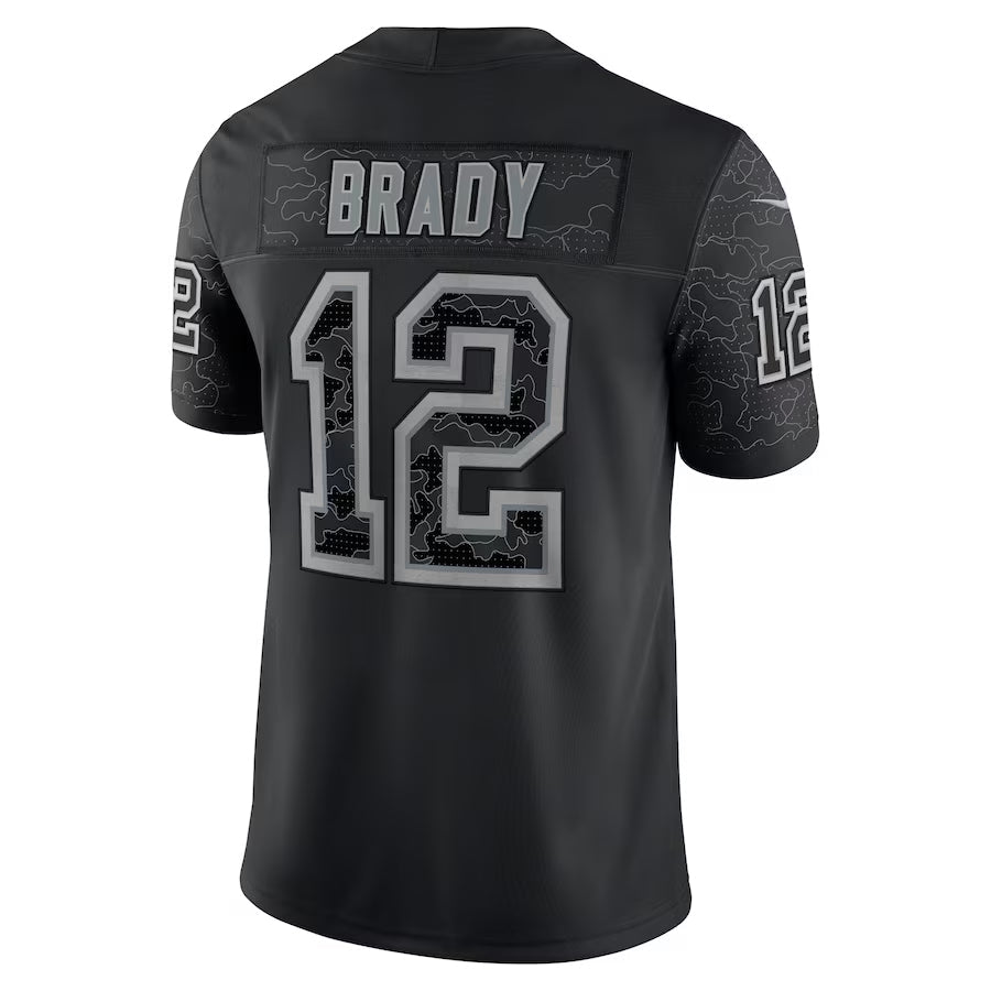 Davalo NE.Patriots #12 Tom Brady Player Black Reflective Limited Stitched Jerseys