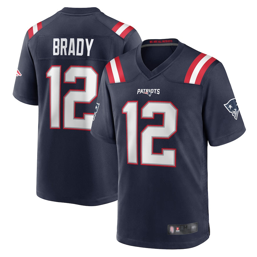 Davalo NE.Patriots #12 Tom Brady Player Navy Game Replica Stitched Jerseys