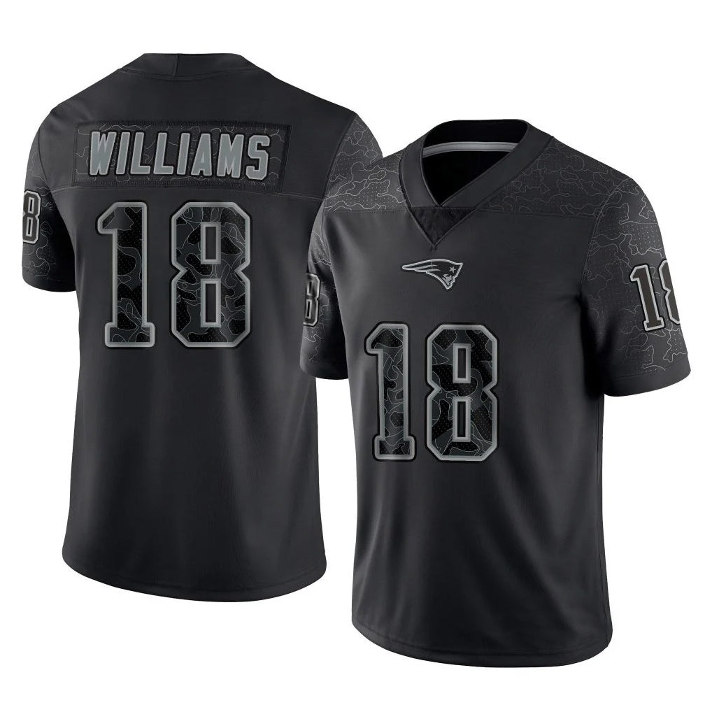 Davalo NE.Patriots #18 Kyle Williams Player Black Reflective LImited Home Game Stitched Jerseys