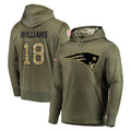 Davalo NE.Patriots #18 Kyle Williams Player Olive Salute to Service Pullover Hoodies Home Game Stitched Jerseys
