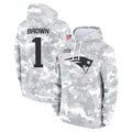 Davalo NE.Patriots #1 A.J. Brown Player Arctic Camo Salute to Service Pullover Hoodies Limited Game Stitched Jerseys