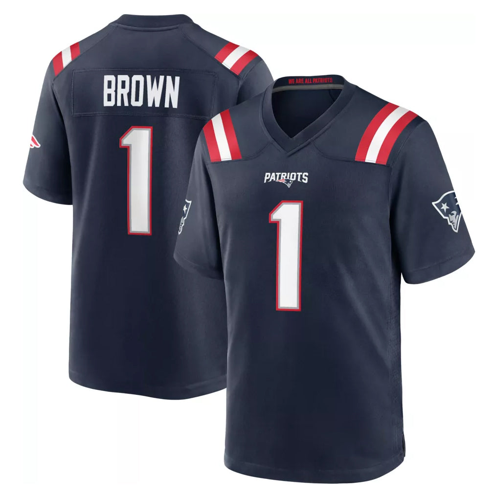 Davalo NE.Patriots #1 A.J. Brown Player Navy Home Game Stitched Jerseys