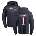 Davalo NE.Patriots #1 A.J. Brown Player Navy LOGO Pullover Hoodies Home Game Stitched Jerseys