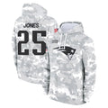 Davalo NE.Patriots #25 Marcus Jones Player Arctic Camo Salute to Service Pullover Hoodies Limited Game Stitched Jerseys