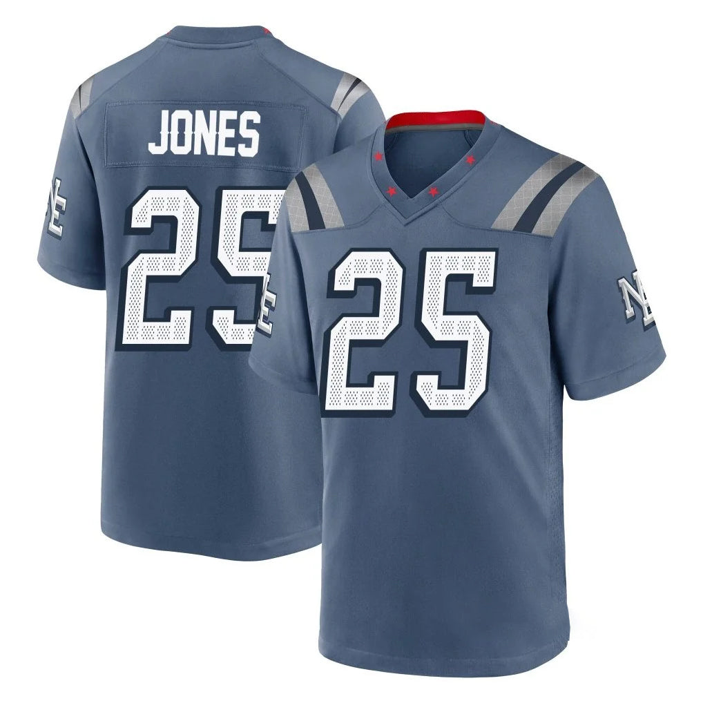 Davalo NE.Patriots #25 Marcus Jones Player Blue Rivalries Collection Home Game Stitched Jerseys