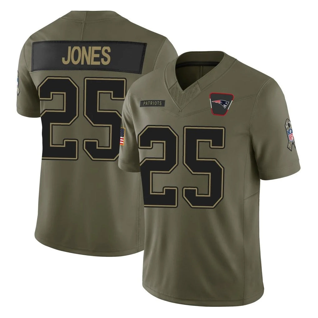 Davalo NE.Patriots #25 Marcus Jones Player Olive Salute To Service Limited Stitched Jerseys