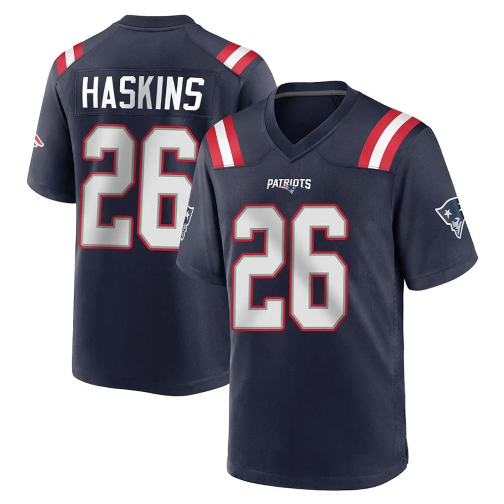 Davalo NE.Patriots #26 Hassan Haskins Navy Home Game Stitched Jerseys