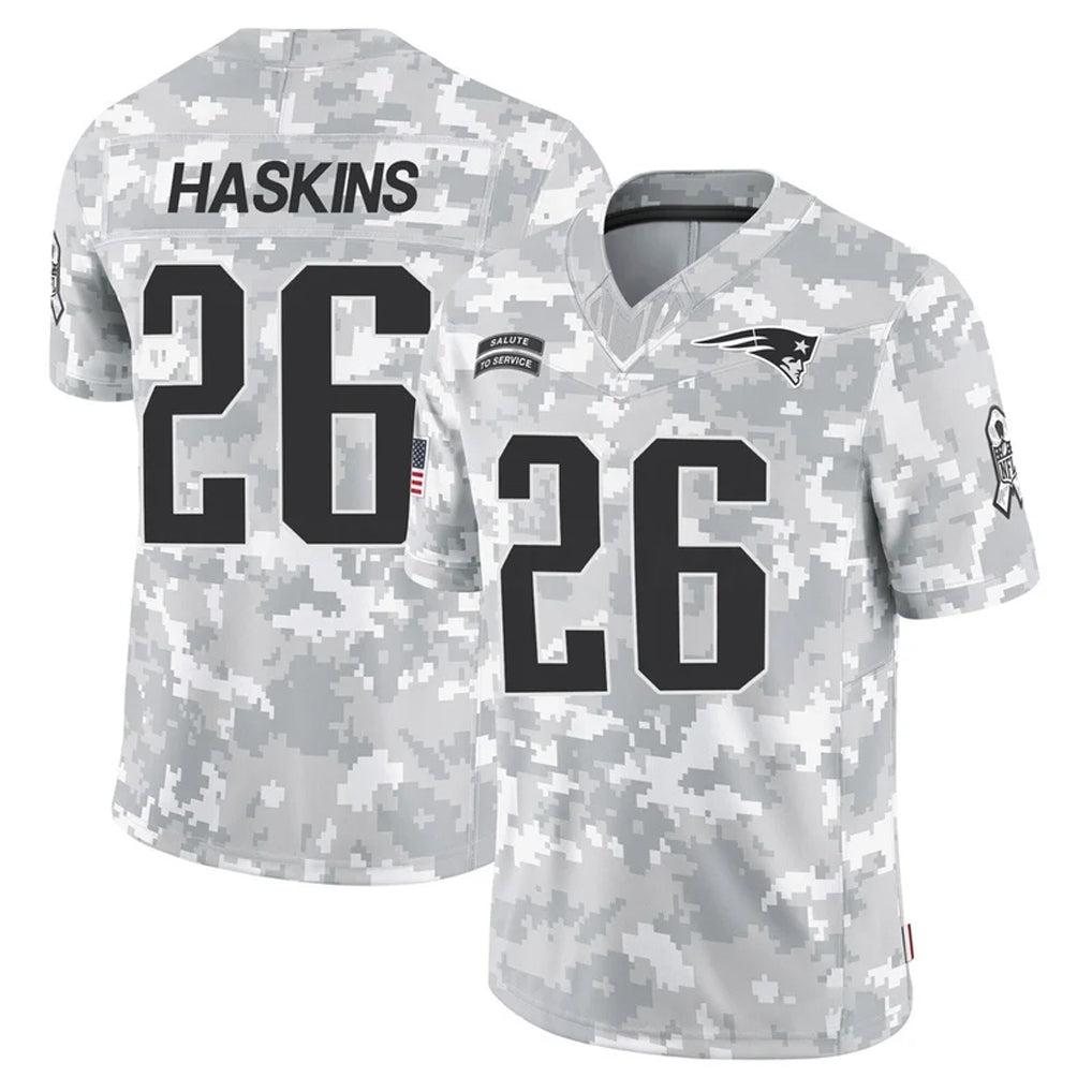 Davalo NE.Patriots #26 Hassan Haskins Player Arctic Camo Salute To Service Limited Game Stitched Jerseys