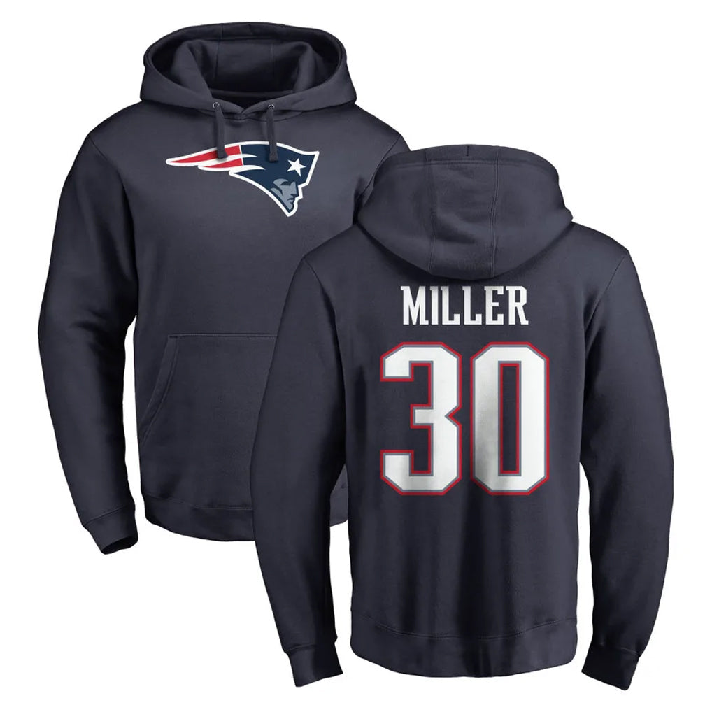 Davalo NE.Patriots #30 Jam Miller Player Navy LOGO Pullover Hoodies Home Game Stitched Jerseys