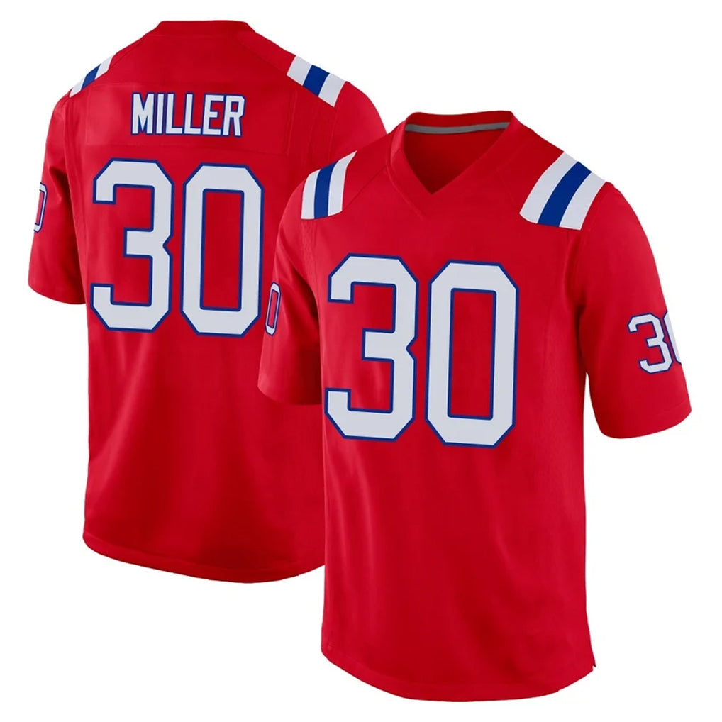 Davalo NE.Patriots #30 Jam Miller Player Red Home Game Stitched Jerseys