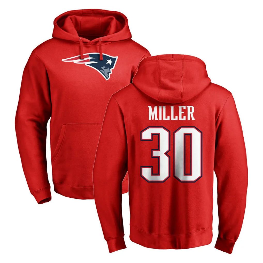 Davalo NE.Patriots #30 Jam Miller Player Red LOGO Pullover Hoodies Home Game Stitched Jerseys