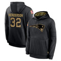 Davalo NE.Patriots #32 TreVeyon Henderson Player Black Salute to Service Hoodies Limited Game Stitched Jerseys