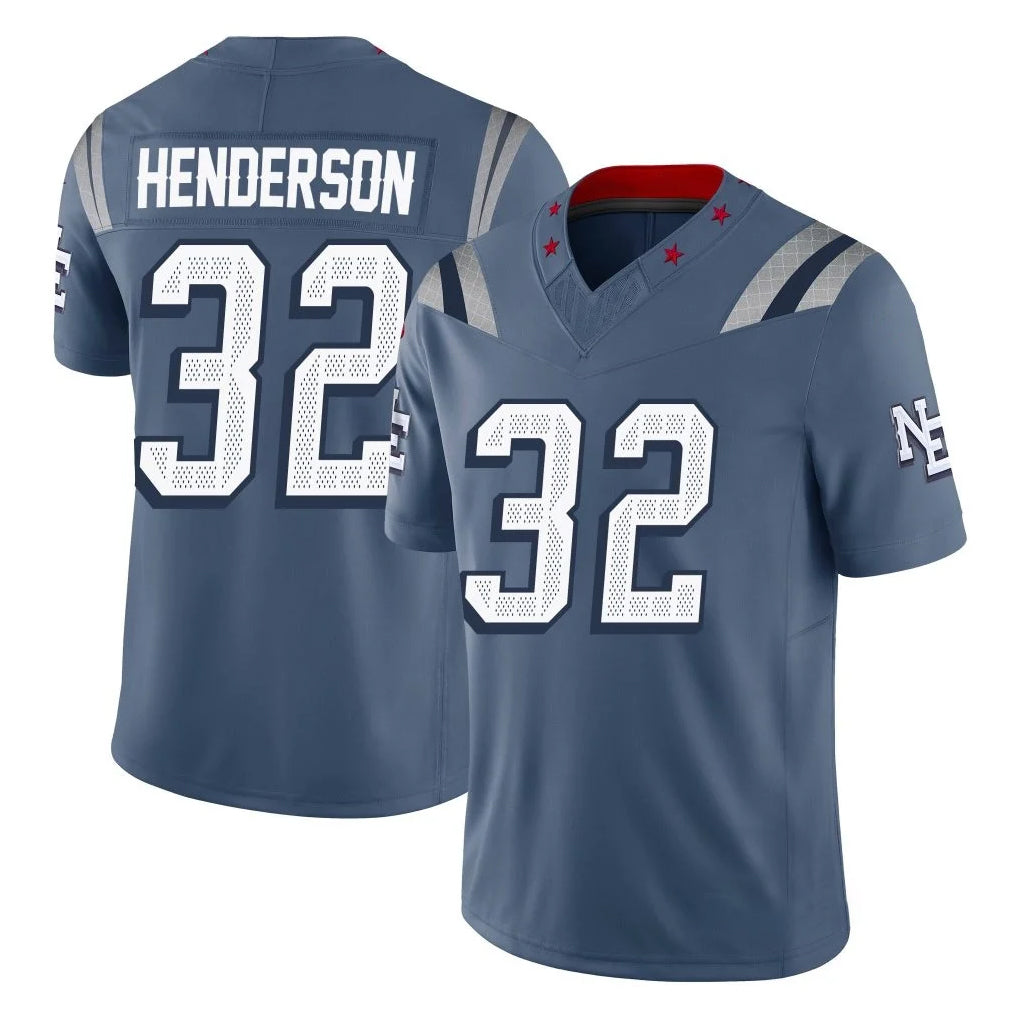 Davalo NE.Patriots #32 TreVeyon Henderson Player Blue Limited Rivalries Collection Home Game Stitched Jerseys