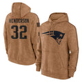 Davalo NE.Patriots #32 TreVeyon Henderson Player Brown Salute to Service Pullover Hoodies Limited Game Stitched Jerseys